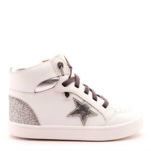 NEW OLDSOLES girls starling leather high top sneakers in snow silver